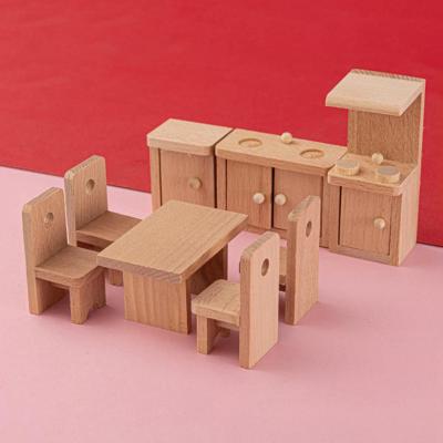 China Wooden Dollhouse Dining Room Table Furniture For Kid Gift Education for sale