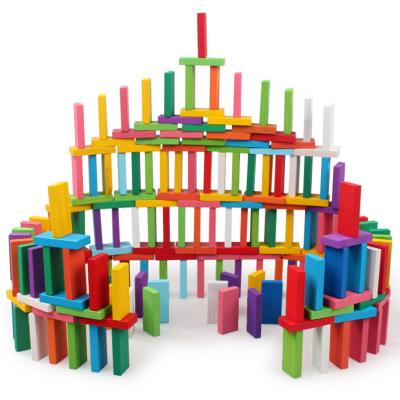 China Wooden Rainbow Dominoes Building Blocks 120Pcs For Children Educational for sale