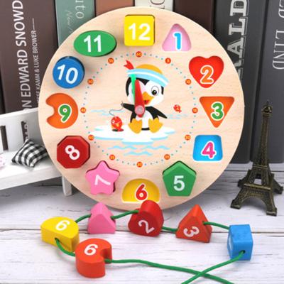 China Colorful Wooden Digital beaded clock Montessori  Animal Educational Beads Puzzles Gadgets Matching Clock Toy Kid for sale