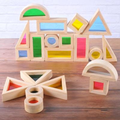 China Acrylic Educational 24pcs Rainbow Building Blocks For Kids Gift for sale