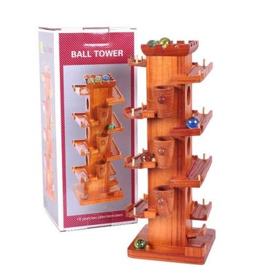 China Funny Marble Ball Run Wooden Towers Construction Educational For Children for sale