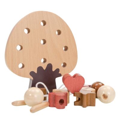 China Beech All Solid Wood Children'S Thread Beading Toys For 3 Year Olds for sale