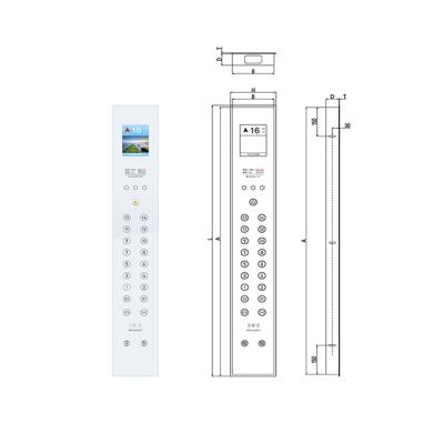 China Weißglas-Panel Horizontale 8 Zoll TFT-Display Aufzug-Auto-Betriebs-Panel Aufzug Teile Cop für Home Lift zu verkaufen