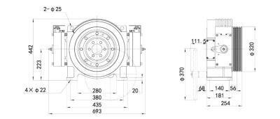 China 260kg Capacity Elevator Traction Machine with Directly Connected Traction Wheel Type for sale