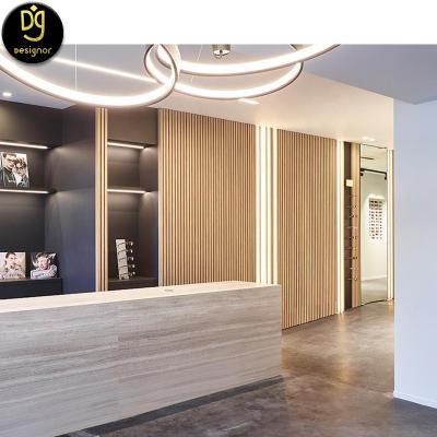 China Eco-friendly DG Wood Panel Paneling Interior Walls Decor Slat Hotel Project Wood Wall Panels for sale