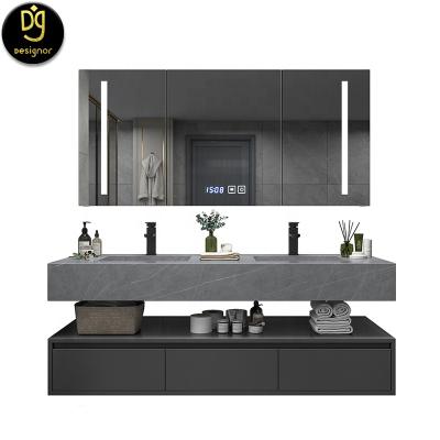 China Modern DG Black Stand Up Rectangular Modern Bathroom Washbasin Professional China Ceramic Wash Basins With Cabinet for sale