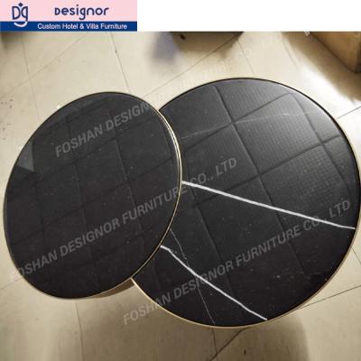 China Modern Luxury Natural Marble Bar Counter Table DG Stainless Steel Round Bar Golden Table for sale