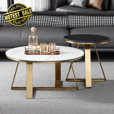 China DG Gold Designers Adjustable Luxury Stainless Steel Legs Marble Coffee Tables (Height) for sale