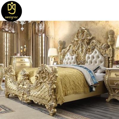 China New Designs DG201109BA2 Home Bed Room Furniture Set Princess Solid Wood Bed Modern Italian Luxury King Size Bed Frame for sale