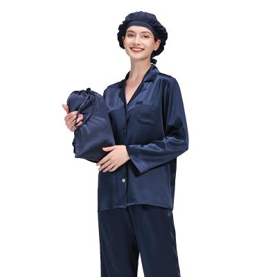 China QUICK DRY high quality luxury floral women silk pajamas set long sleeve silk pajamas for sale