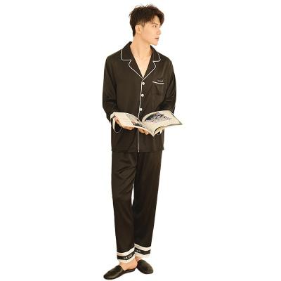 China QUICK DRY High Quality Long Sleeve Pajamas Sets Satin Silk Nightgown For Men for sale