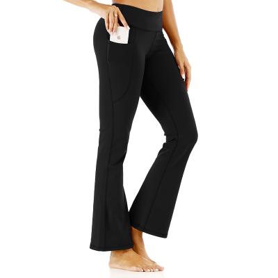 China Four Way Stretch Fitness Sports Leggings High Waisted Womens Yoga Pants Bootcut for sale