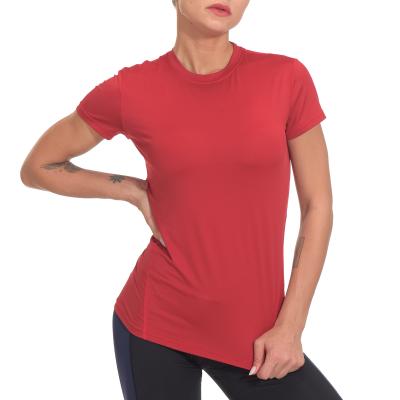 China Women's Fitness Yoga T-shirt Breathable Running Activewear Quick Dry Tops Breathable Sportswear For Women for sale