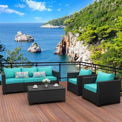 China Eco-friendly\UV Resistant\Water Proof\Weather Resistant Hand - 4 Pcs Rattan Outdoor Furniture Woven Living Rattan Furniture Set With Storage Table for sale