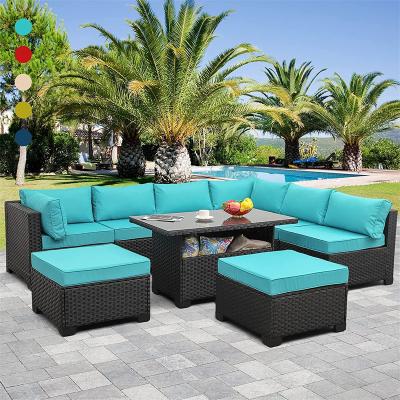 China Eco-friendly\UV Resistant\Water Proof\Weather Resistant 9 Pcs Garden Outdoor Table Tables And Outdoor Chairs Seat for sale