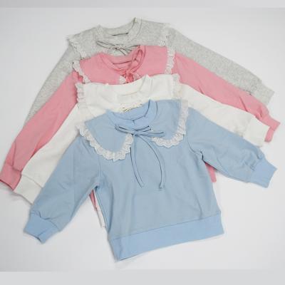 China Long Sleeve Kids Clothing Girls Anti-Shrink Hoodies Autumn Children Wear With Lace And Bow for sale