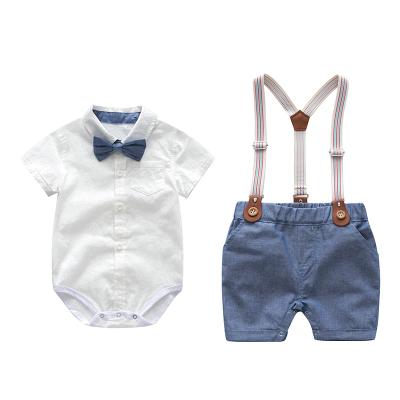 China Breathable Qy Summer Birthday Party Newborn Baby Clothes Male Baby Gentleman Clothes Suit for sale