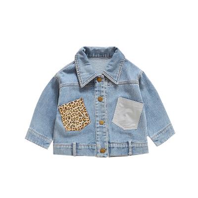 China Breathable In Long Sleeve Denim Leopard Pocket Jacket Girls Running Winter Coats Toddler for sale