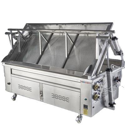 China 2021 Hotels New Design 250L Gas Powered Rectangle Frying Machine For Potato Chips, Peanut, Chicken for sale