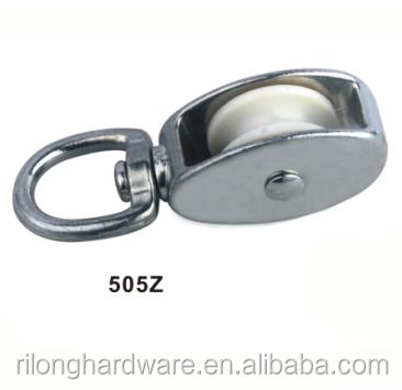 China Marine & Boat Hardware Model 505Z Nylon Single Wheel Swivel Fit Zinc Alloy Nickel Plated Eye Pulleys for sale