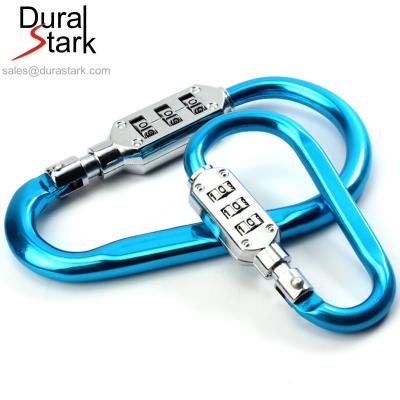 China Aluminum Alloy Outdoor Utility Traveling Bag Luggage Security Carabiner Eco-friendly Lock for sale