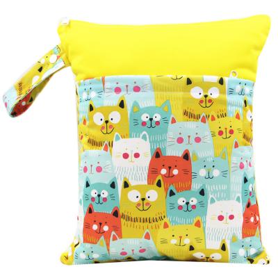 China Single Double Zipper Handle Cartoon Waterproof Reusable Diaper Baby Pack Wet Bag for sale