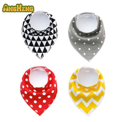 China Color Antibacterial Hot Selling Custom Cotton 2 Button Instant Baby Bandana Drool Bibs for sale