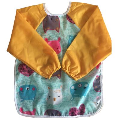 China Antibacterial Custom Long Sleeves Baby Painting Waterproof PEVA Baby Bib for sale