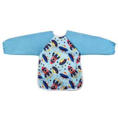 China Factory Price Antibacterial Waterproof Cute Printed Long Sleeved Baby Bibs for sale