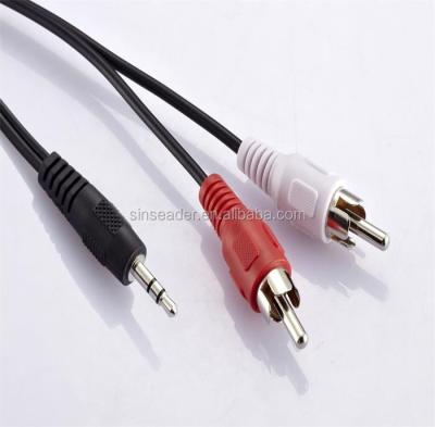 China Hot Selling 3.5mm Plastic Housing Stereo Male MP3 To 2rca RCA Male Audio Cable for sale