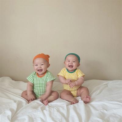 China Short Sleeve Newborn Summer Romper Plaid Candy Color Bodysuit Q2-Baby for sale