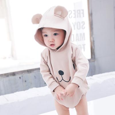 China Q2-Baby 	Cartoon Romper Jumpsuit Overrun Bear Ears On The Hoodie Spring And Autumn for sale