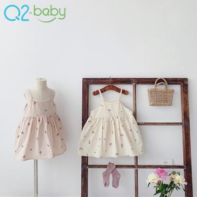 China Q2-baby 3650 Summer New Design Korean Style Flower Pattern Baby Boutique Romper Dress for sale