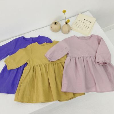 China Q2-baby Infant Apparel Solid Color New Design Breathable Cotton Casual Baby Dresses for sale