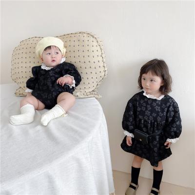 China Q2-baby Toddler Baby Girl Black Lace Dress Cotton Long Sleeve Princess Ruffle Dresses 9-48 Months for sale