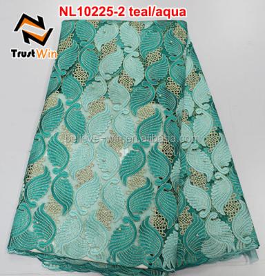 China Sustainable African Lace Fabrics Switzerland Embroidered Lace With French Bead Lace Fabric 2016 for sale