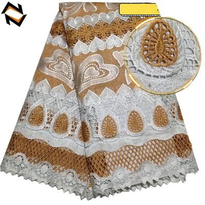 China African high quality water soluble embroidery cord lace guipure cord lace fabric for sale