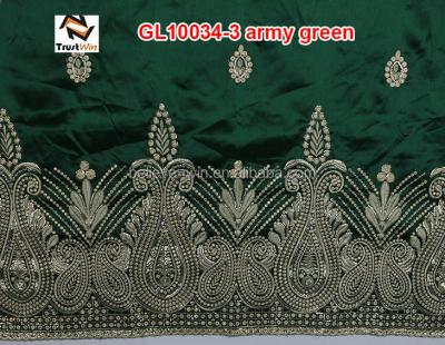 China GL10034-3 Sustainable African Embroidery Georges Raw Silk Wraps for sale