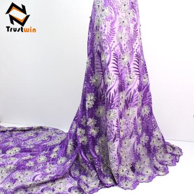 China Factory Price Sustainable OEM African 3d Mesh Fabric Embroidered Tulle Lace for sale