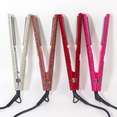 China High Temperature LCD Hair Splint LCD Screen Electric Hair Straightener 2022 New Hand Made Crystal Design Styling Device Hair Straightener for sale