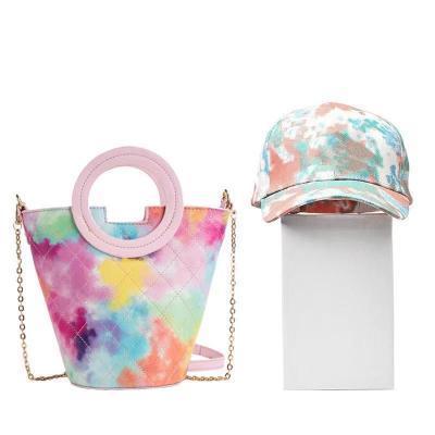 China Fashion Link Dye Handbag Hat Set Leisure Handbag Women Bucket Bag Large Capacity Large Capacity Wholesale for sale