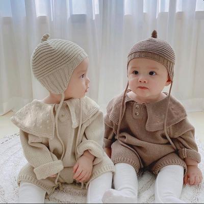 China Spandex/Cotton Winter Lapel Big Sweater Pet Wrap Long Crawling Baby Boy Suit Baby Girls Knitted Romper Knit Jumpsuit For Baby for sale