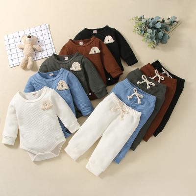 China Breathable Baby Boy Girl Infant Newborn Outfits Spring Baby Sets Autumn Clothes Long Sleeve Cotton Romper+ 2pieces Long Pants for sale