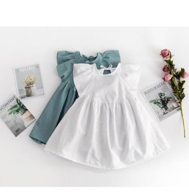 China Factory Price Baby Dress Summer Breathable High Quality Solid Cotton Lovely Clothes Sleeveless Suspender Dress For Girl for sale