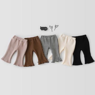 China Anti-Wrinkle Kids Babies Pants Casual Trousers Pants Kids Plaid Pants Fashion Clothes Girls Elasticity Rocket Pants for sale