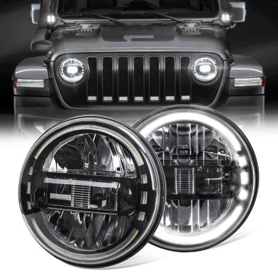 China Loyo Wholesale Price OEM Halo Drl Diecast Aluminum Turn Signal Led Light 60W 7Inch Round Led Headlight For Jeep Wrangler Jk for sale