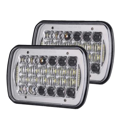 China Aluminum+PC Hot Sale 5X7 Inch Headlight 72W Beam Drl Ip67 5X7 Inch High Low Square Led Headlights For Jeep Xj Yj for sale