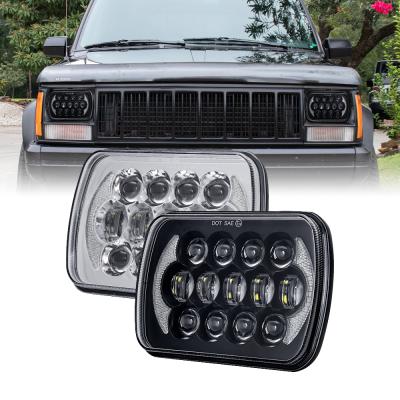 China Aluminum + PC 5X7 Led Headlights For Jeep Cherokee Xj 85W Faros Led Cuadrado With Drl H4 5X7 Square Led Headlight for sale