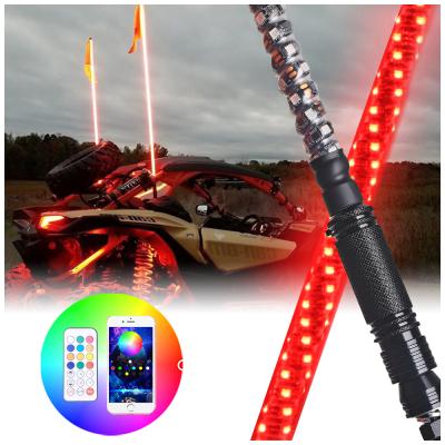 China 4X4 Vihicles LOYO Remote Control Whip Light RGB Chasing Color Led Whip Flag Light Buggy 360 Spiral Led Flag Light Pole For RZR UTV ATV for sale