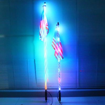 China High Quality 4X4 Vihicles LOYO Led Light RGB Flag Whip Light Safety 360 Remote Control Spiral Lit Whip For ATV UTV RZR for sale